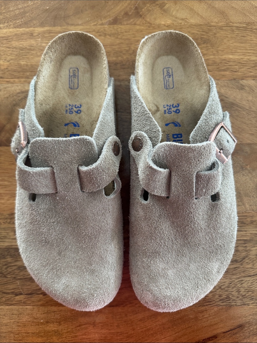 Women’s Birkenstock Boston Suede Slip-On Clog in Taupe - Size 8-8.5 (39)